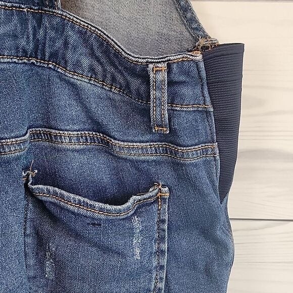 Indigo Blue Ankle Denim Women's Maternity Overalls Size L - Picture 8 of 11